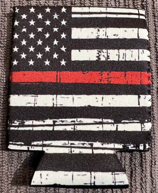 Thin red line can Koozie